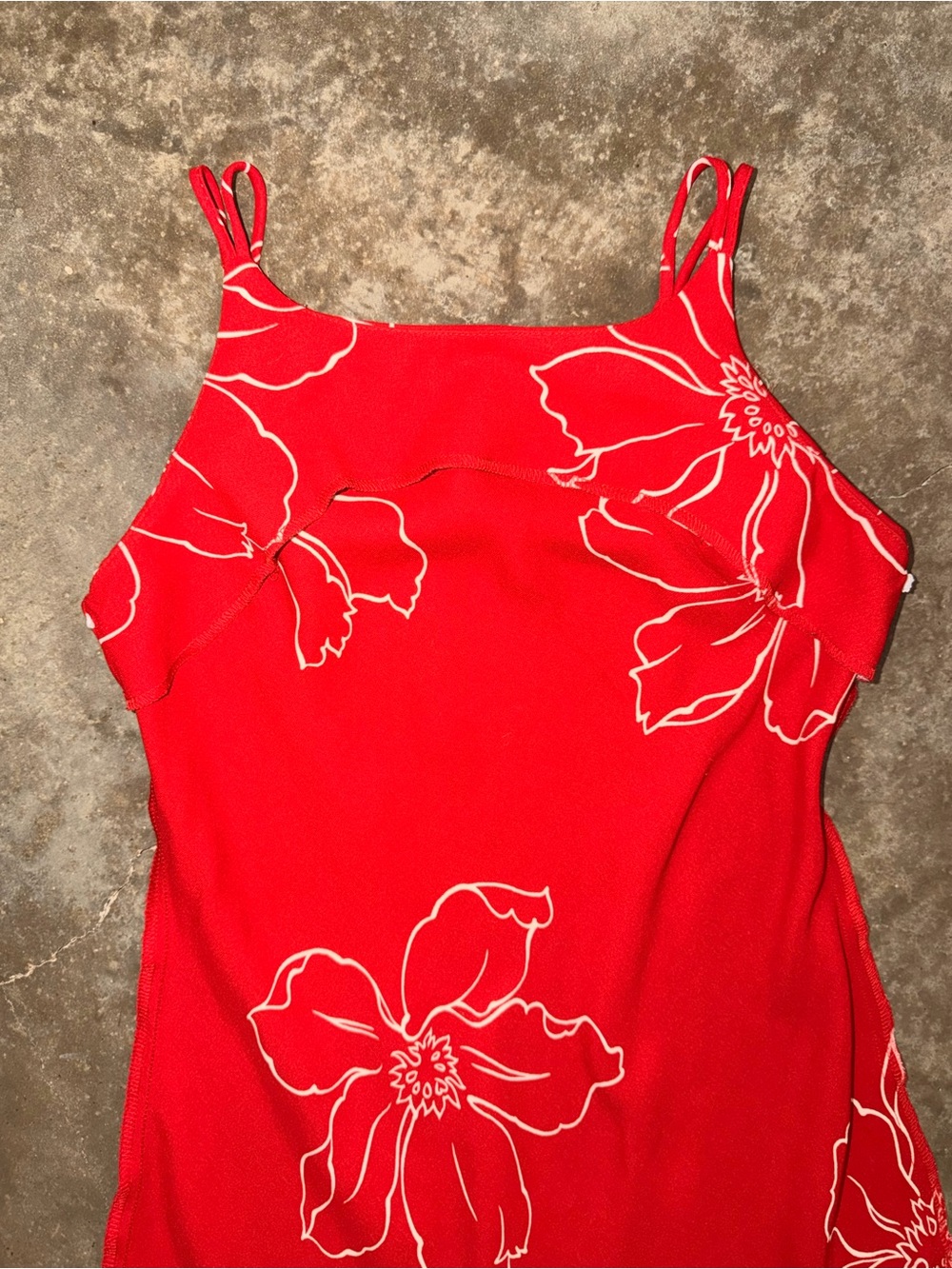 Vintage Red Floral Slip Dress Spaghetti Strap Midi Dress Size 6 - Picture 10 of 12